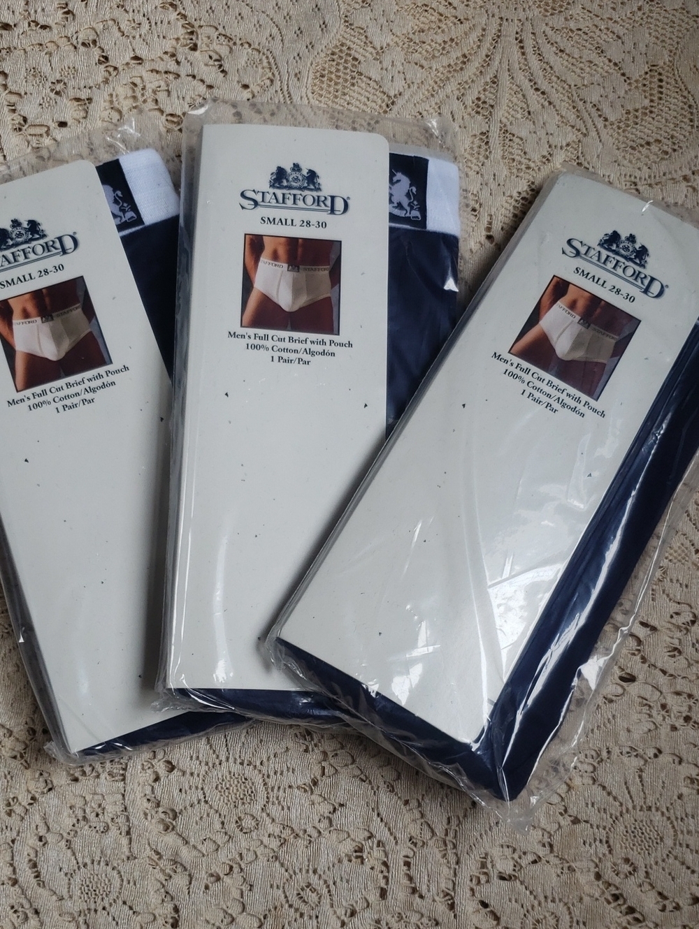 Stafford Men's Briefs Pack in Navy with White Waistband Bundle Size S